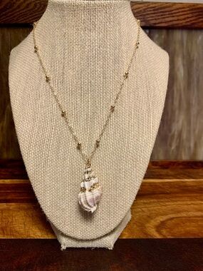 Simple Gold Leaf Natural Shell Necklace With Sand Colors